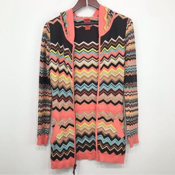 Missoni for Target Colorful Zigzag Full Zip Long Hooded Knit Cardigan Sweater - Picture 2 of 16